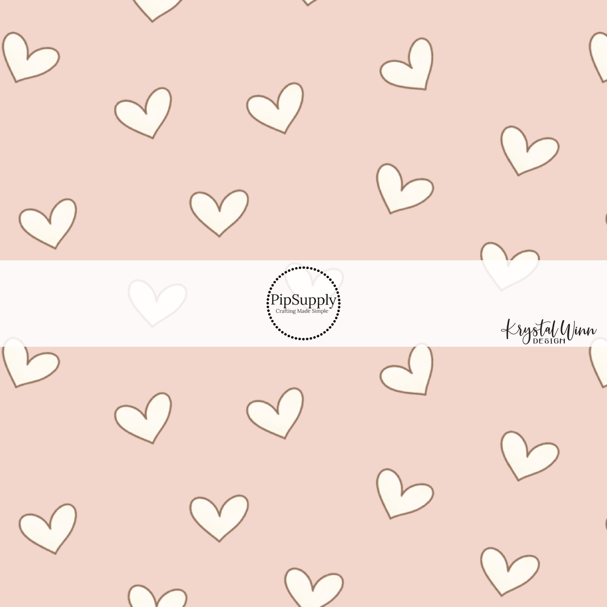 White Scattered Hearts on Pale Pink Valentine's Day Fabric by the Yard.