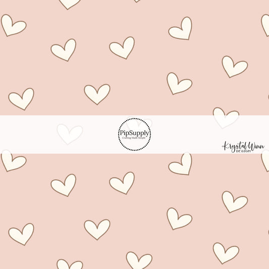 White Scattered Hearts on Pale Pink Valentine's Day Fabric by the Yard.