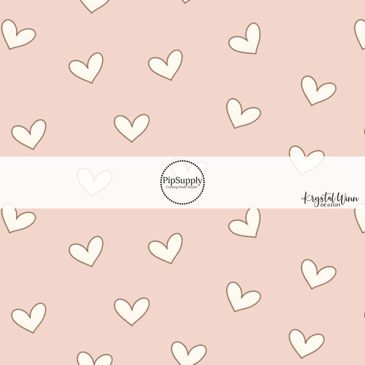 White Scattered Hearts on Pale Pink Valentine's Day Fabric by the Yard.