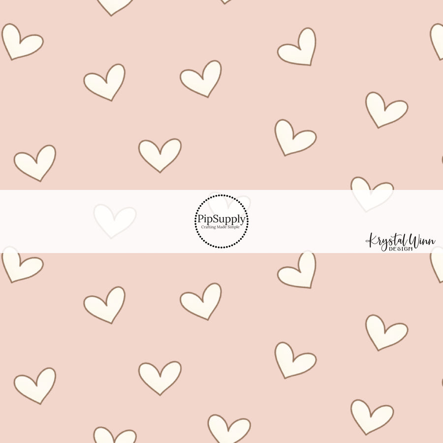 White Scattered Hearts on Pale Pink Valentine's Day Fabric by the Yard.