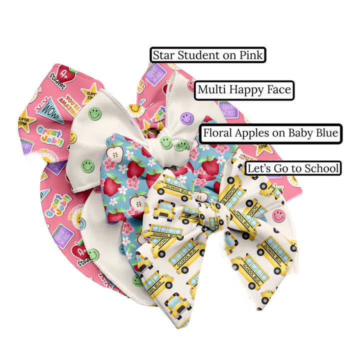 Floral Apples on Baby Blue Hair Bow Strips