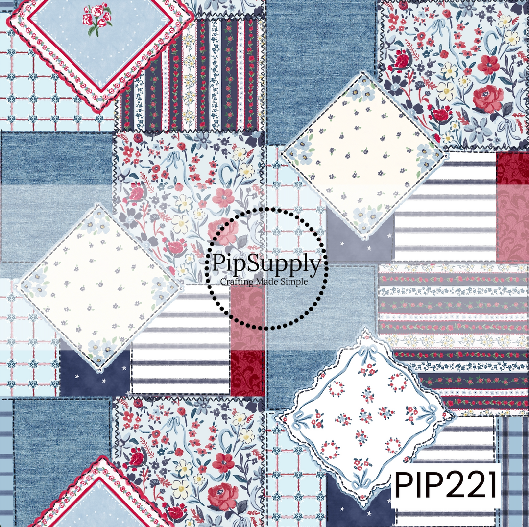 PIP221 - Heirloom Americana Patriotic Floral Patchwork