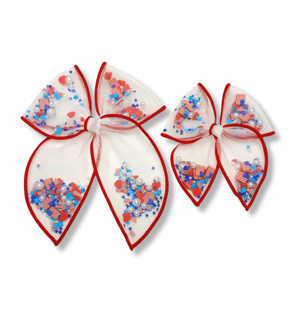 Star Spangled Flags SAILOR Shaker Hair Bow w/ Clip