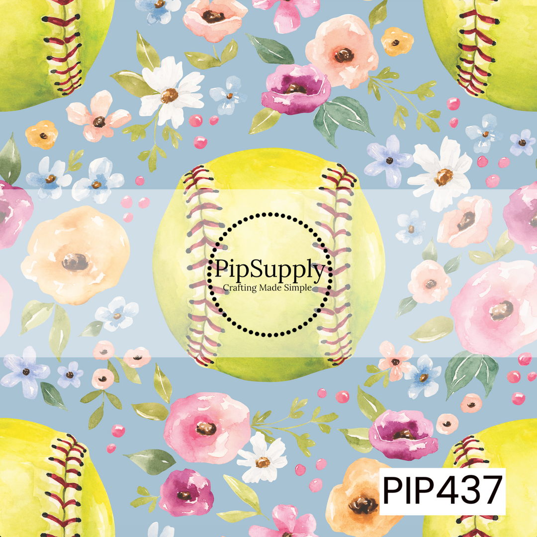 PIP437 - All-Star Floral Softball Blue