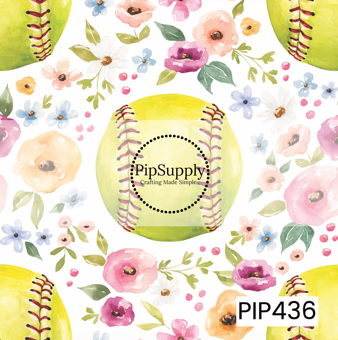 PIP436 - All-Star Floral Softball White