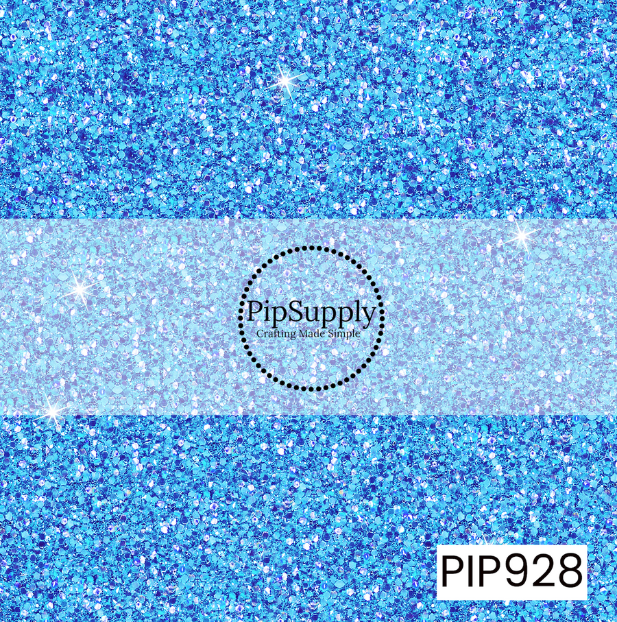 A bright cornflower blue glitter design featuring sparkling multidimensional flecks and brilliant shimmer highlights, creating the look of dazzling chunky glitter with a vibrant, eye-catching finish.
