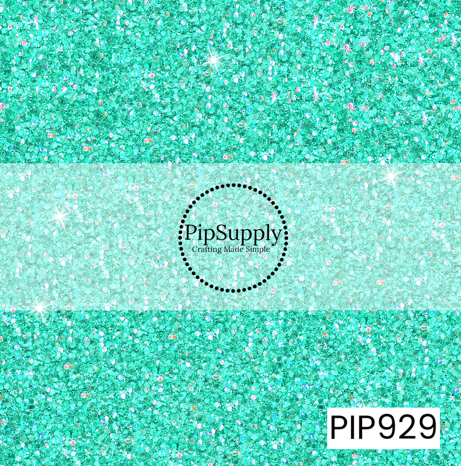 A sparkling aqua blue glitter design featuring multidimensional shimmering flecks and bright reflective highlights, creating the look of dazzling chunky glitter with a fresh, vibrant finish.
