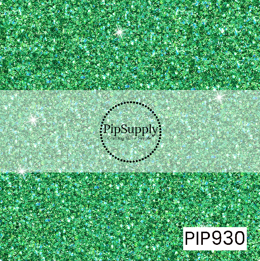 A vibrant emerald green glitter design featuring densely packed shimmering flecks with iridescent highlights and sparkling light reflections, creating a rich, dazzling faux glitter effect with bold dimension.
