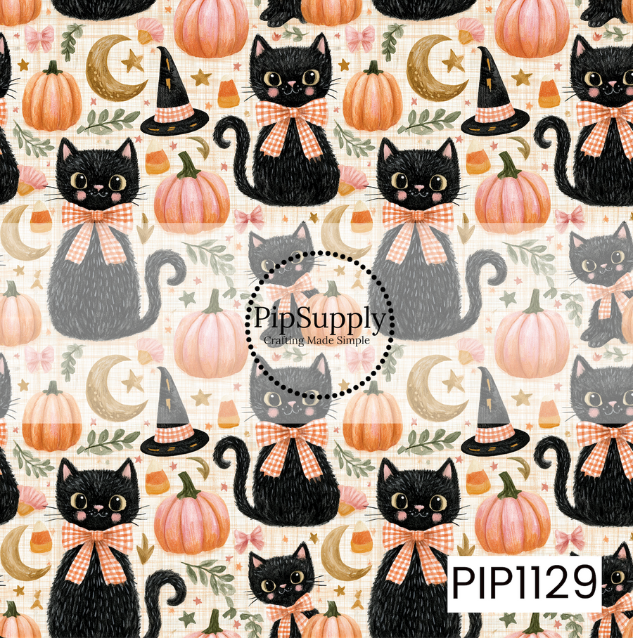 A playful seamless pattern featuring adorable watercolor bats in shades of blush pink, peach, cream, and charcoal, with sweet bows and tiny smiling faces. Set against a soft cream background with scattered stars and confetti, this whimsical design brings a cute coquette twist to Halloween.
