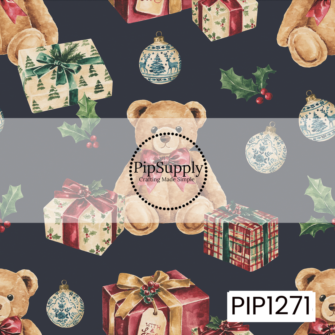PIP1271 - Mistletoe Manor Holiday Bear Navy Blue