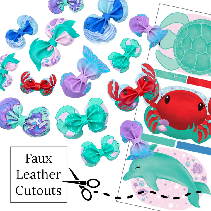 Sea Creatures Faux Leather DIY Hair Bows & Craft Cutouts