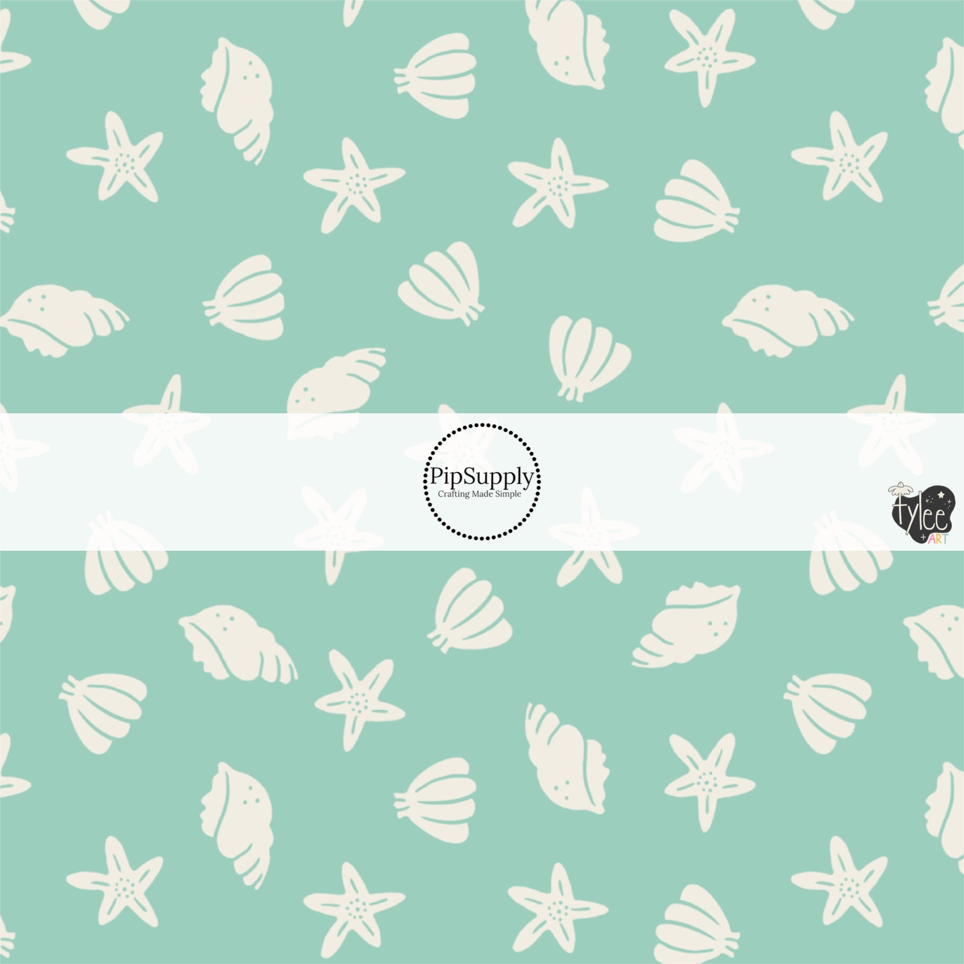 This beach fabric by the yard features seashells on light green. This fun themed fabric can be used for all your sewing and crafting needs!