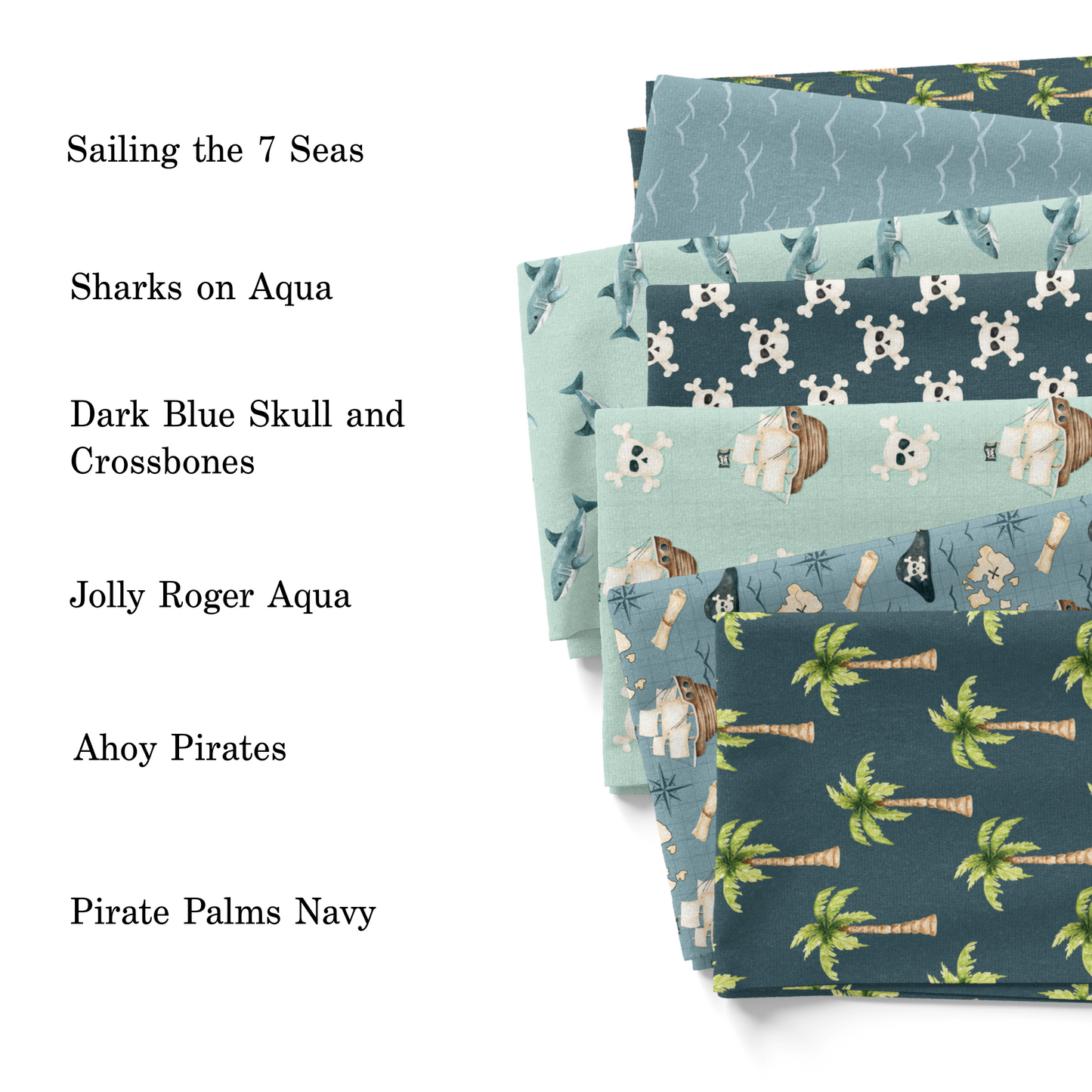 Jolly Roger Aqua Fabric By The Yard
