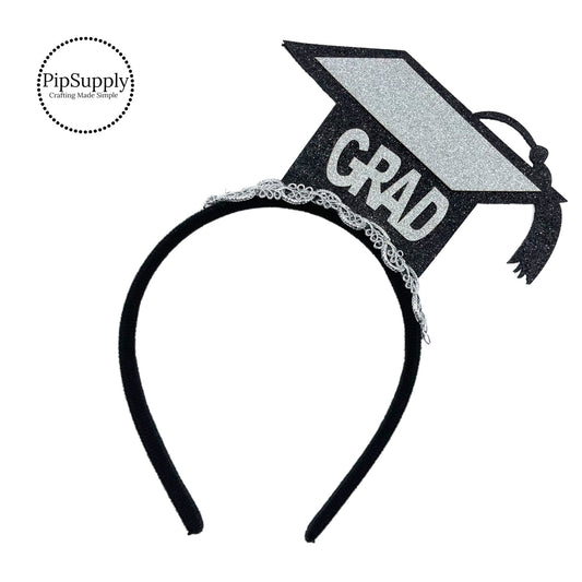These silver glitter graduation cap felt headbands are a stylish hair accessory. These felt headbands are perfect for the up-do or to accent a curled hair style. These headbands are ready to wear or sell to others! This headband is a perfect gift for any graduate!