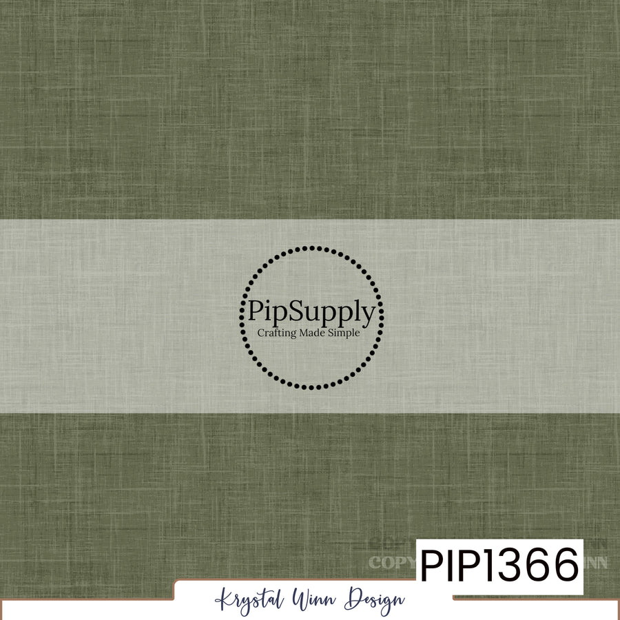 A deep, muted evergreen green solid background with earthy olive undertones, featuring a subtle woven linen texture with fine crosshatched fibers and gentle tonal variations, creating a rich, rustic, fabric-inspired appearance.