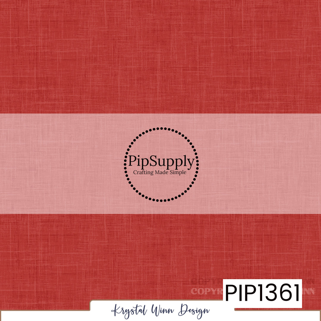 A rich, warm Christmas red solid background featuring a subtle woven linen texture with fine crosshatched fibers and soft tonal variations, creating a slightly rustic, fabric-inspired appearance.