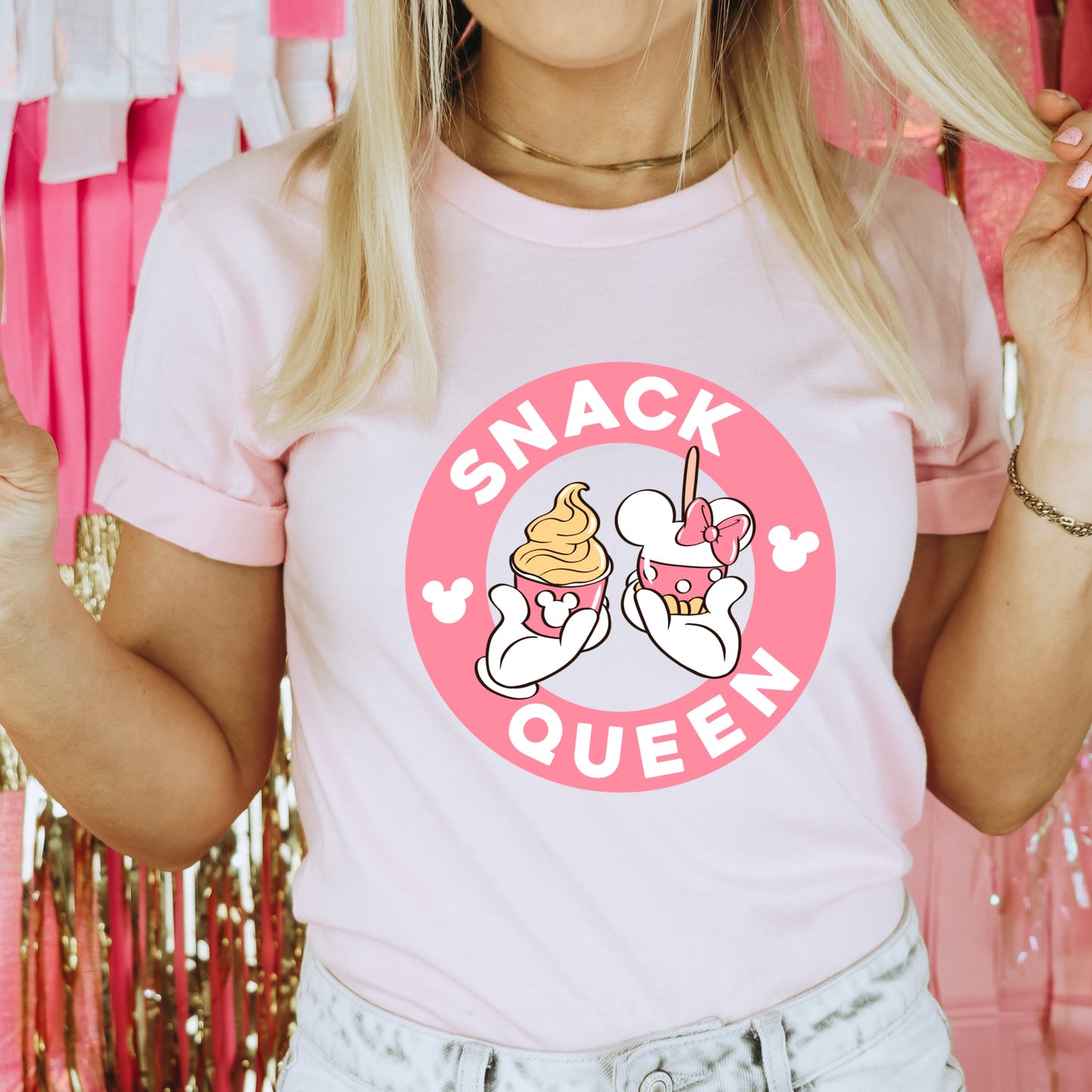 Pink Mouse Park "Snack Queen" Iron On Heat Transfer