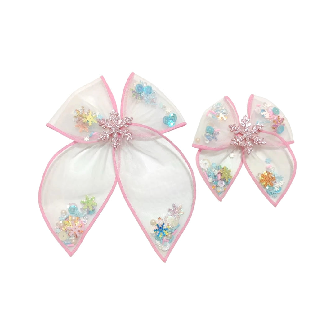 Snowflake SAILOR Shaker Hair Bow w/ Clip