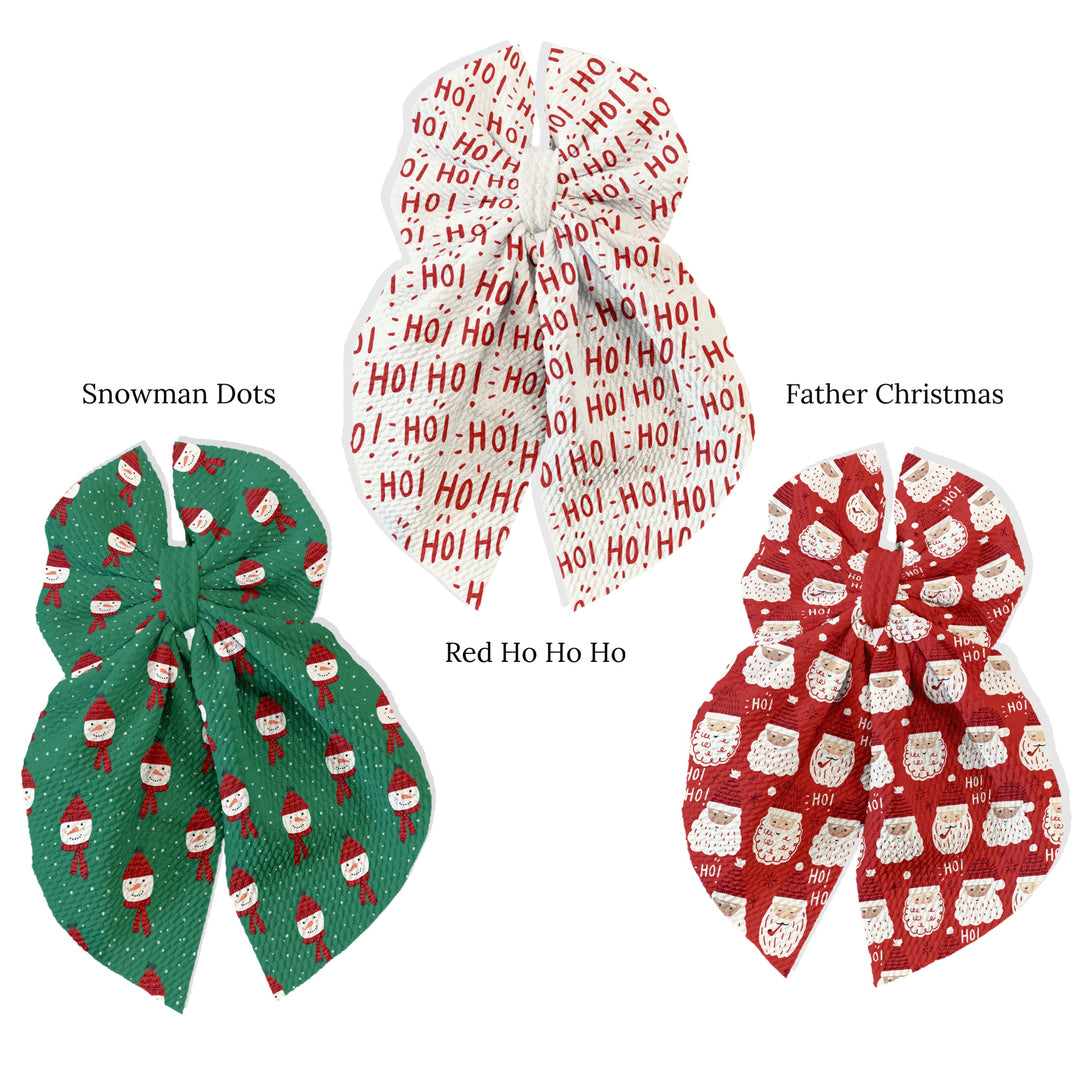 Snowman Ho Ho Ho Flowy Sailor Fabric DIY Hair Bows