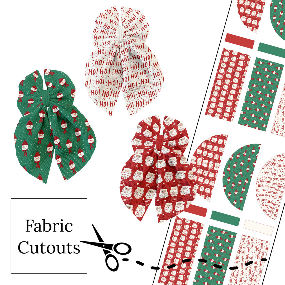 Snowman Ho Ho Ho Flowy Sailor Fabric DIY Hair Bows