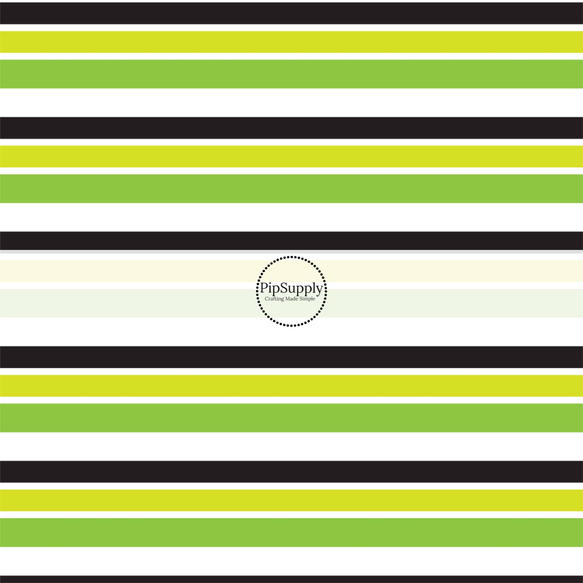 Green, black, and white striped fabric by the yard.