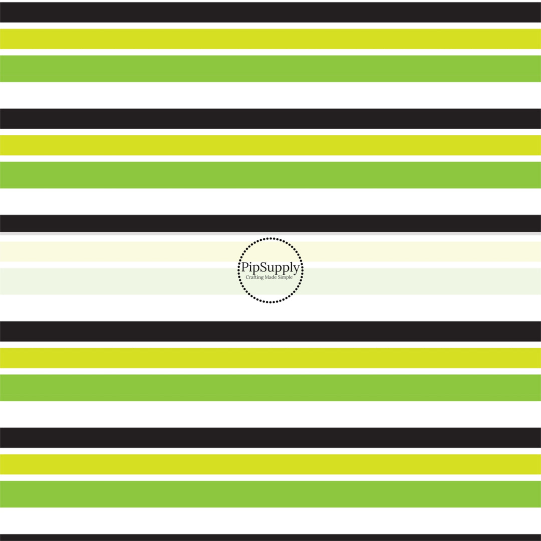 Green, black, and white striped fabric by the yard.