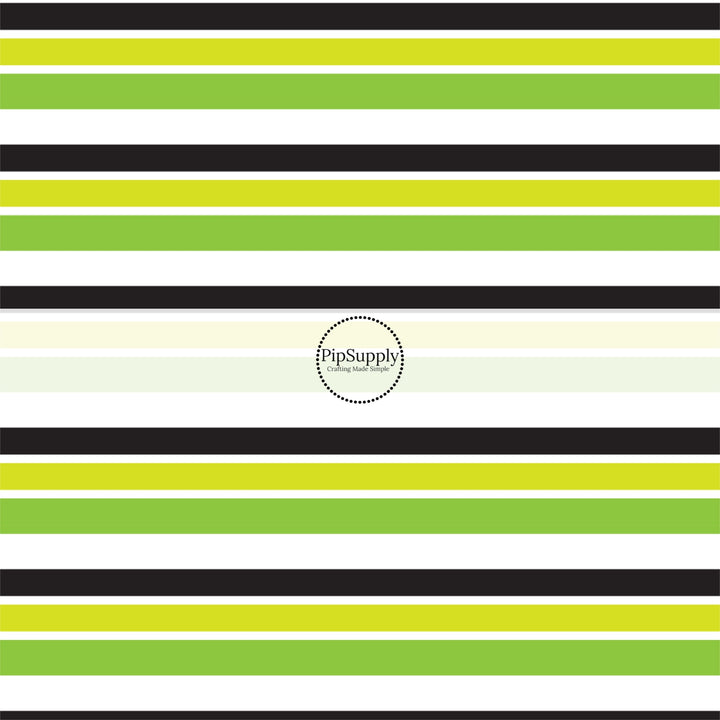 Green, black, and white striped fabric by the yard.