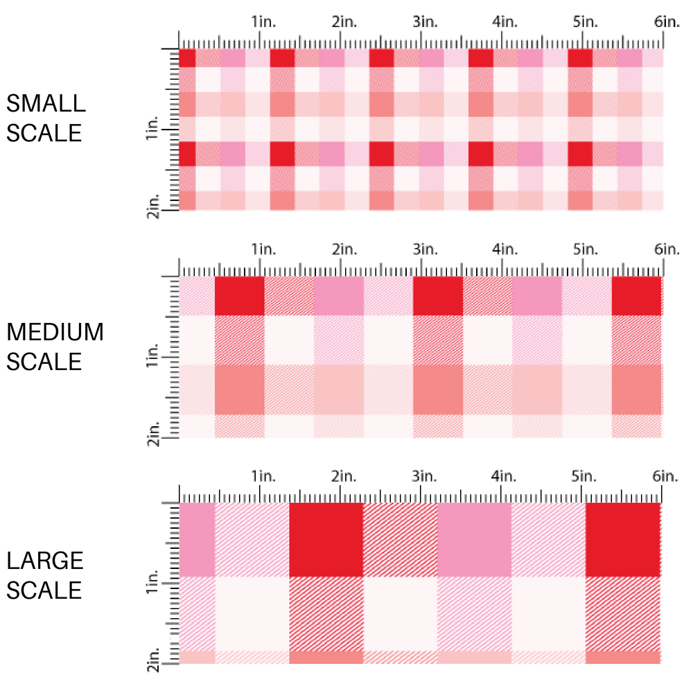 Pink, White, and Red Gingham Print Fabric by the Yard scaled image guide.