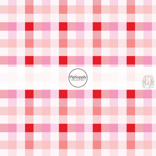 Pink, White, and Red Gingham Print Fabric by the Yard.