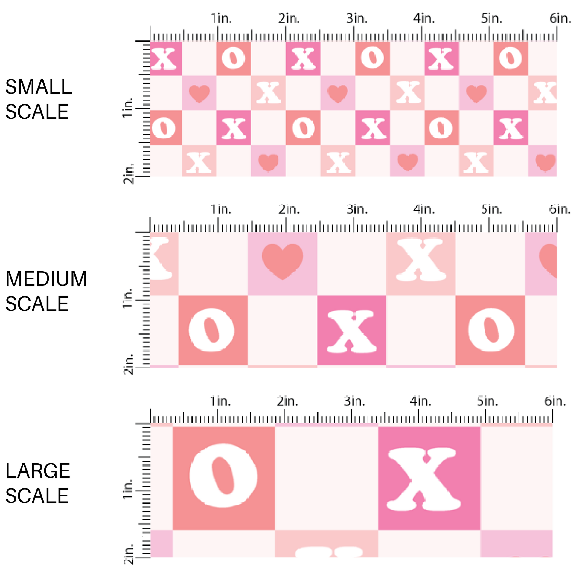 Hearts and XO's on Pink, White, and Red Checkered Fabric by the Yard scaled image guide.
