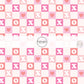 Hearts and XO's on Pink, White, and Red Checkered Fabric by the Yard.