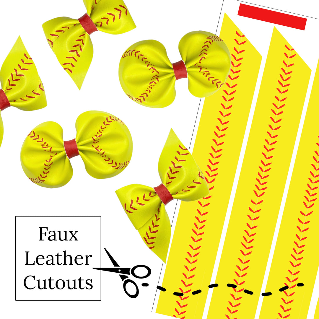 Softball Faux Leather DIY Hair Bows & Craft Cutouts