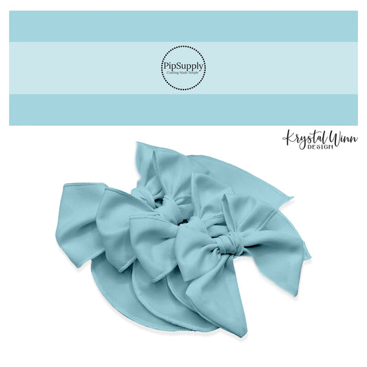 These solid colored blue no sew bow strips can be easily tied and attached to a clip for a finished hair bow. These fun party themed bow strips are great for personal use or to sell. The bow strips features solid light blue color. 