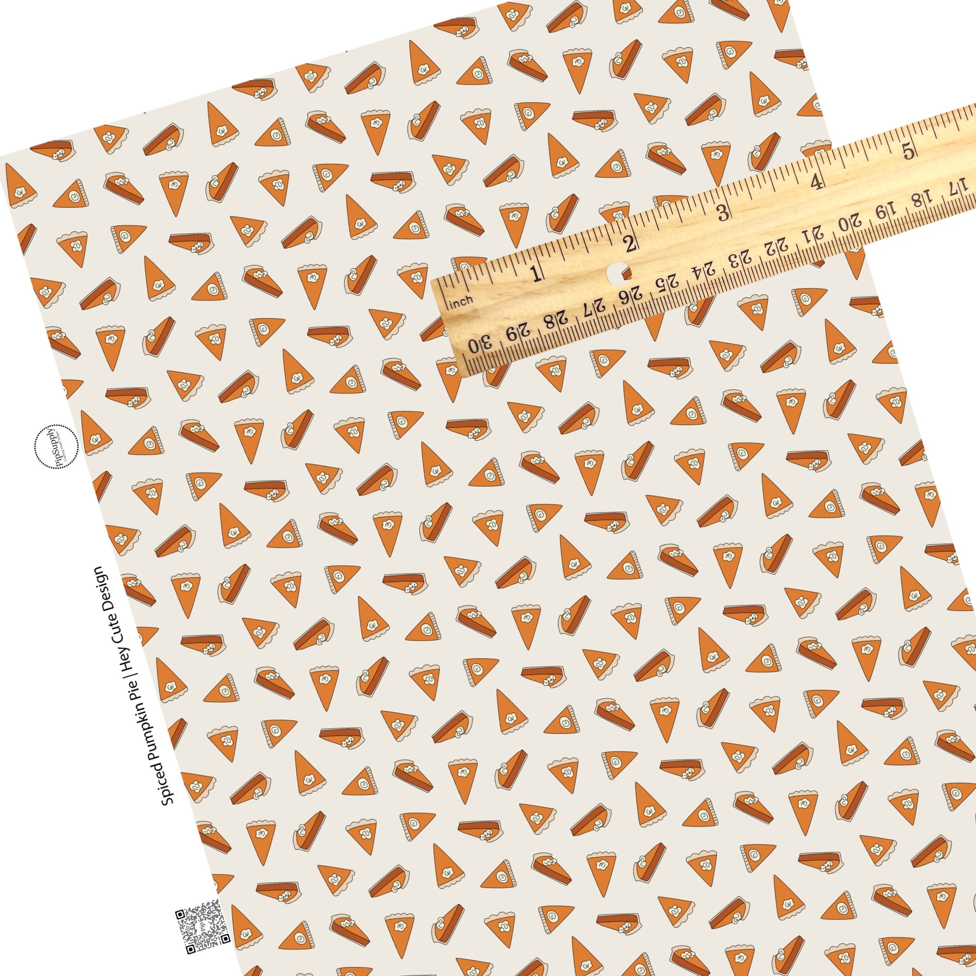 These fall pumpkin themed cream faux leather sheets contain the following design elements: pumpkin pie slices on cream. Our CPSIA compliant faux leather sheets or rolls can be used for all types of crafting projects.