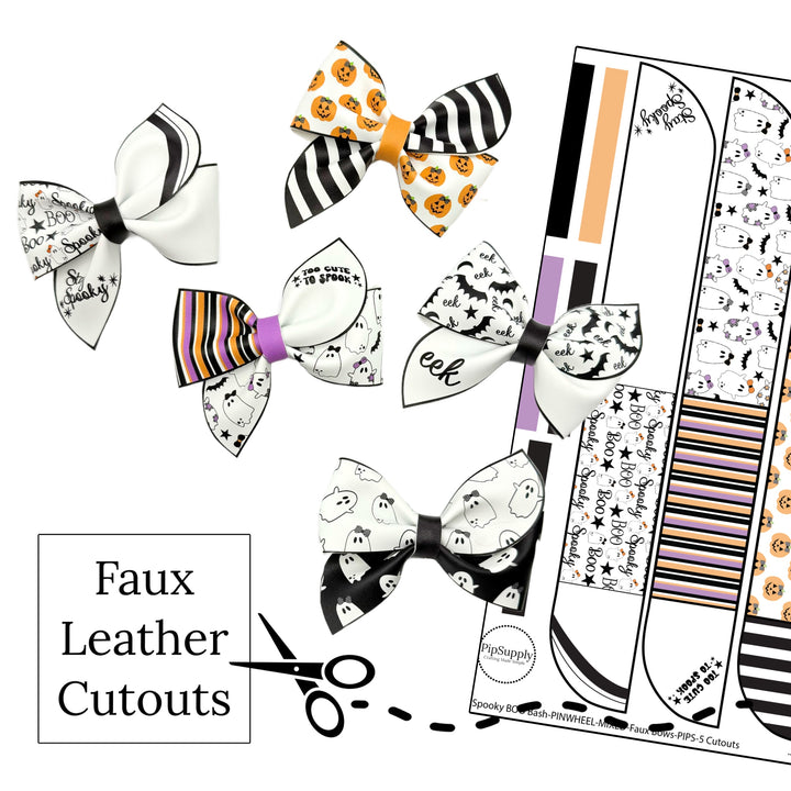 Spooky BOO Bash Pinwheel Faux Leather DIY Hair Bows