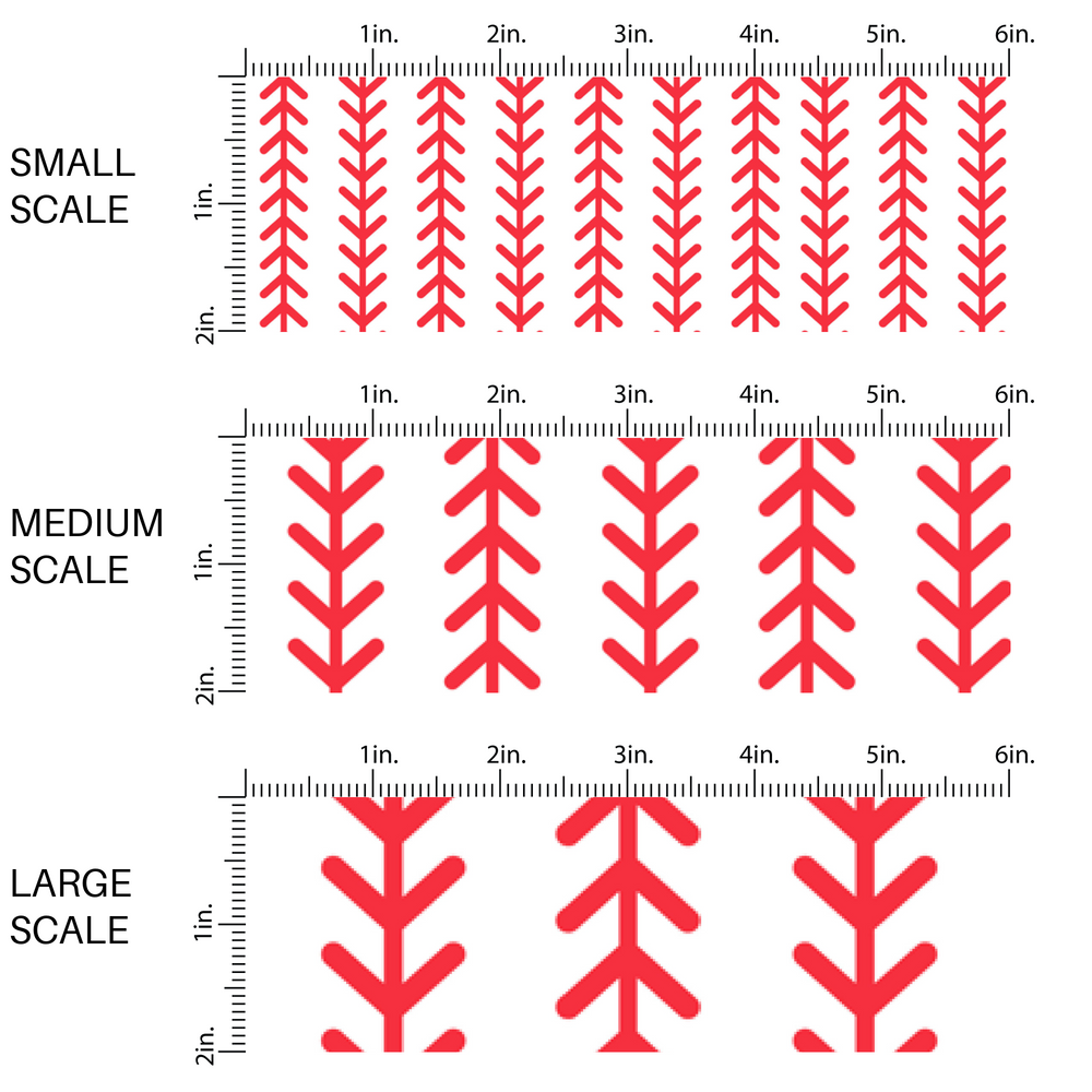 White fabric by the yard scaled image guide with a vertical red baseball stitching print.
