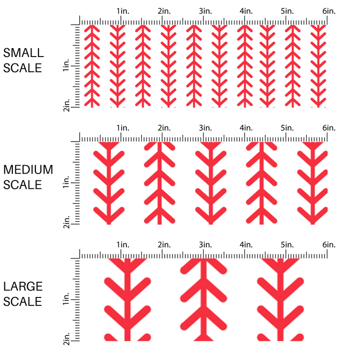 White fabric by the yard scaled image guide with a vertical red baseball stitching print.