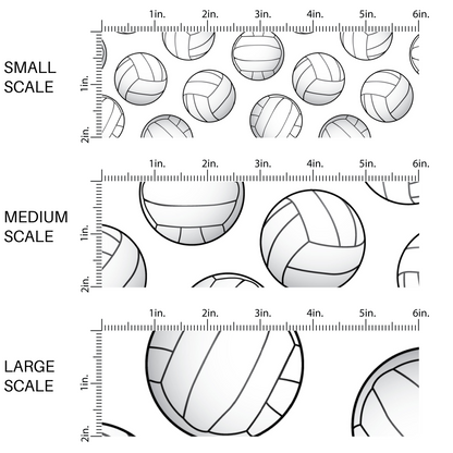 White and black volleyballs on white fabric by the yard scaled image guide.
