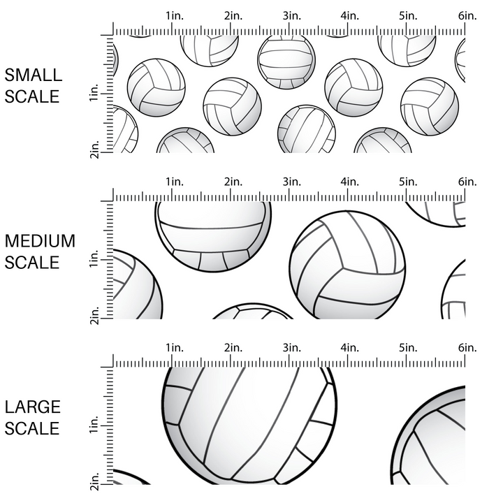 White and black volleyballs on white fabric by the yard scaled image guide.