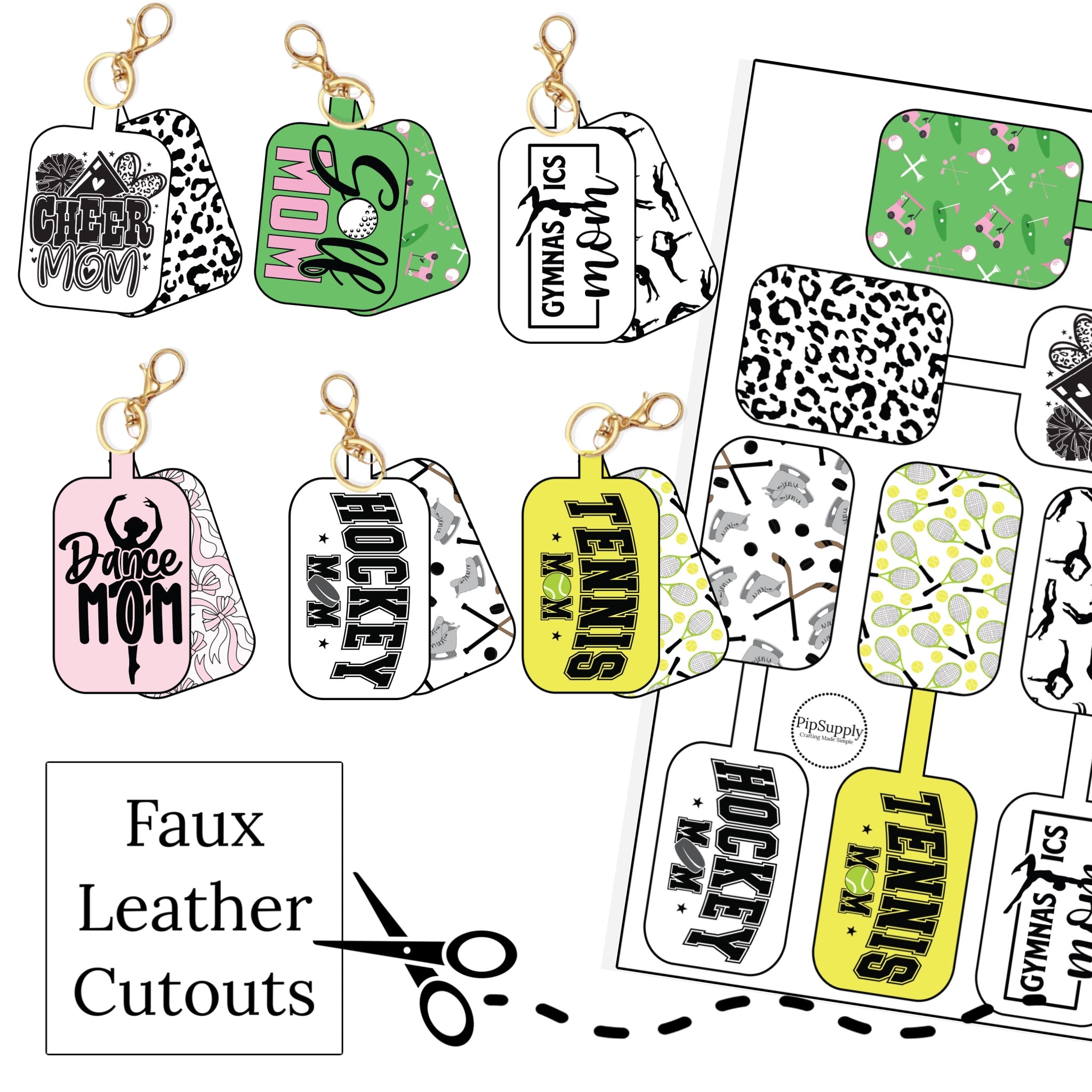 Sports Fan Themed Faux Leather Fold Over Keychains Cutouts - Biggest ...