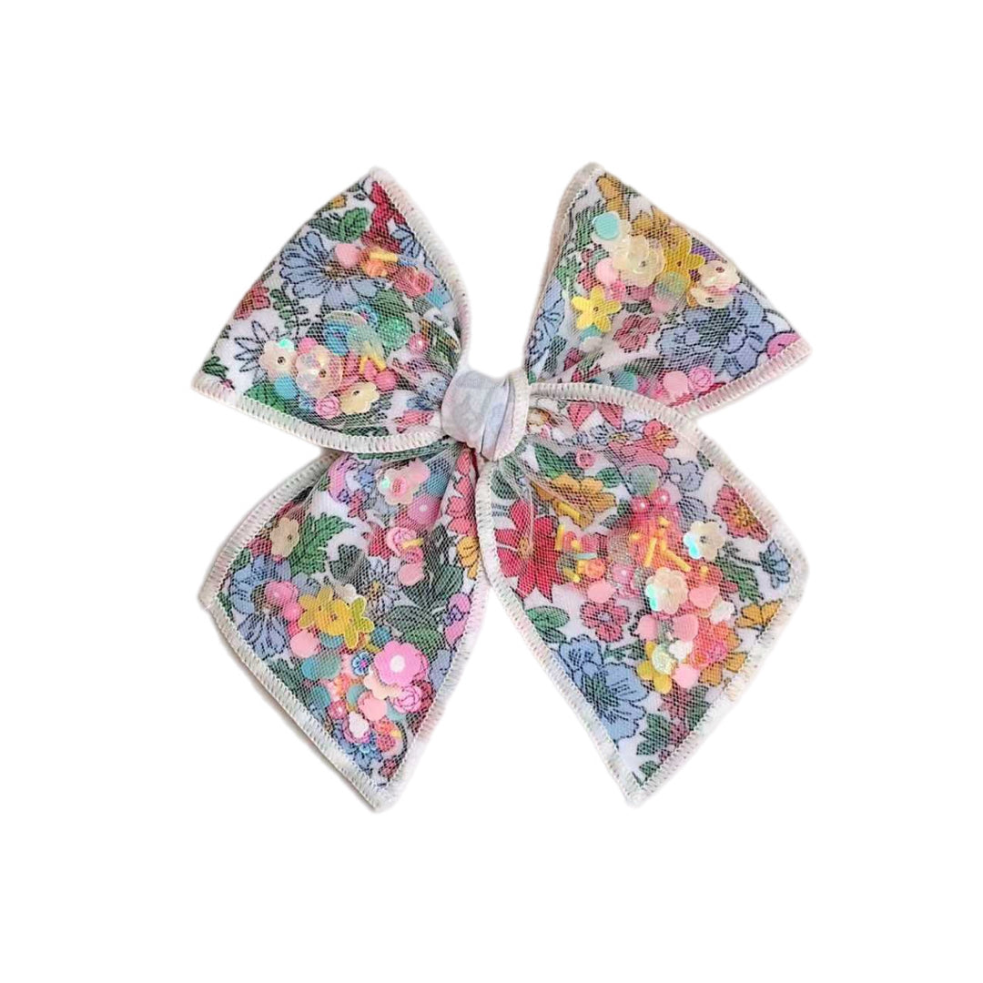 Spring Blooms Pinwheel Hair Bow w/ Clip