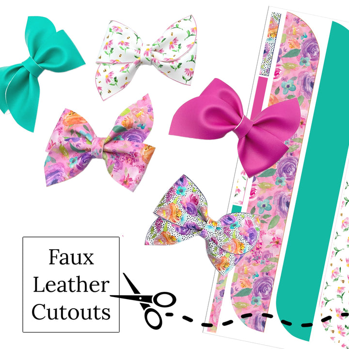 Spring Garden Pinwheel Faux Leather DIY Hair Bows & Craft Cutouts