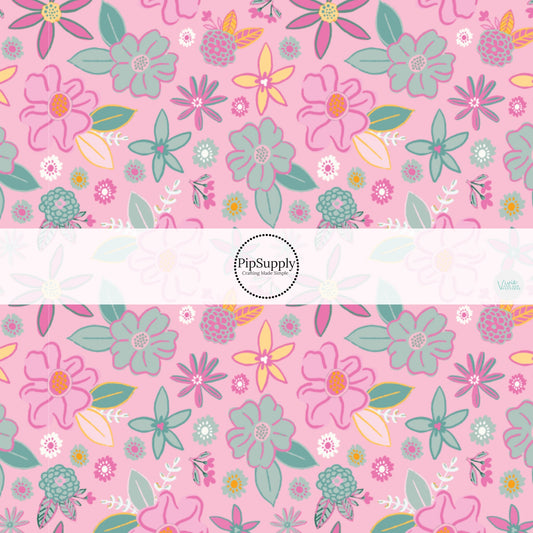 This beach fabric by the yard features floral flowers on pink. This fun themed fabric can be used for all your sewing and crafting needs!
