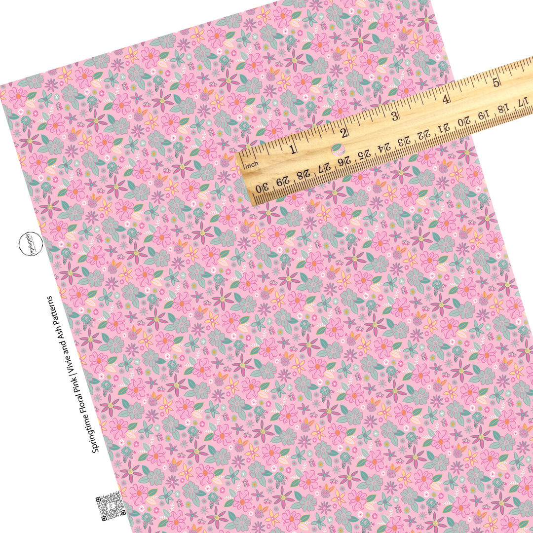 These beach faux leather sheets contain the following design elements: floral flowers on pink. Our CPSIA compliant faux leather sheets or rolls can be used for all types of crafting projects.