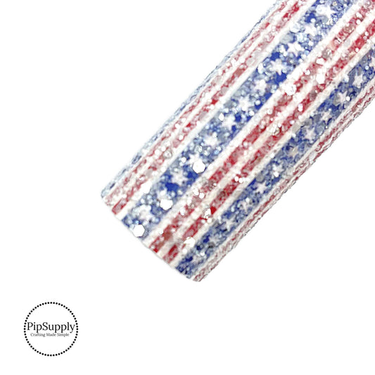 patriotic stars and red stripes chunky glitter sheet