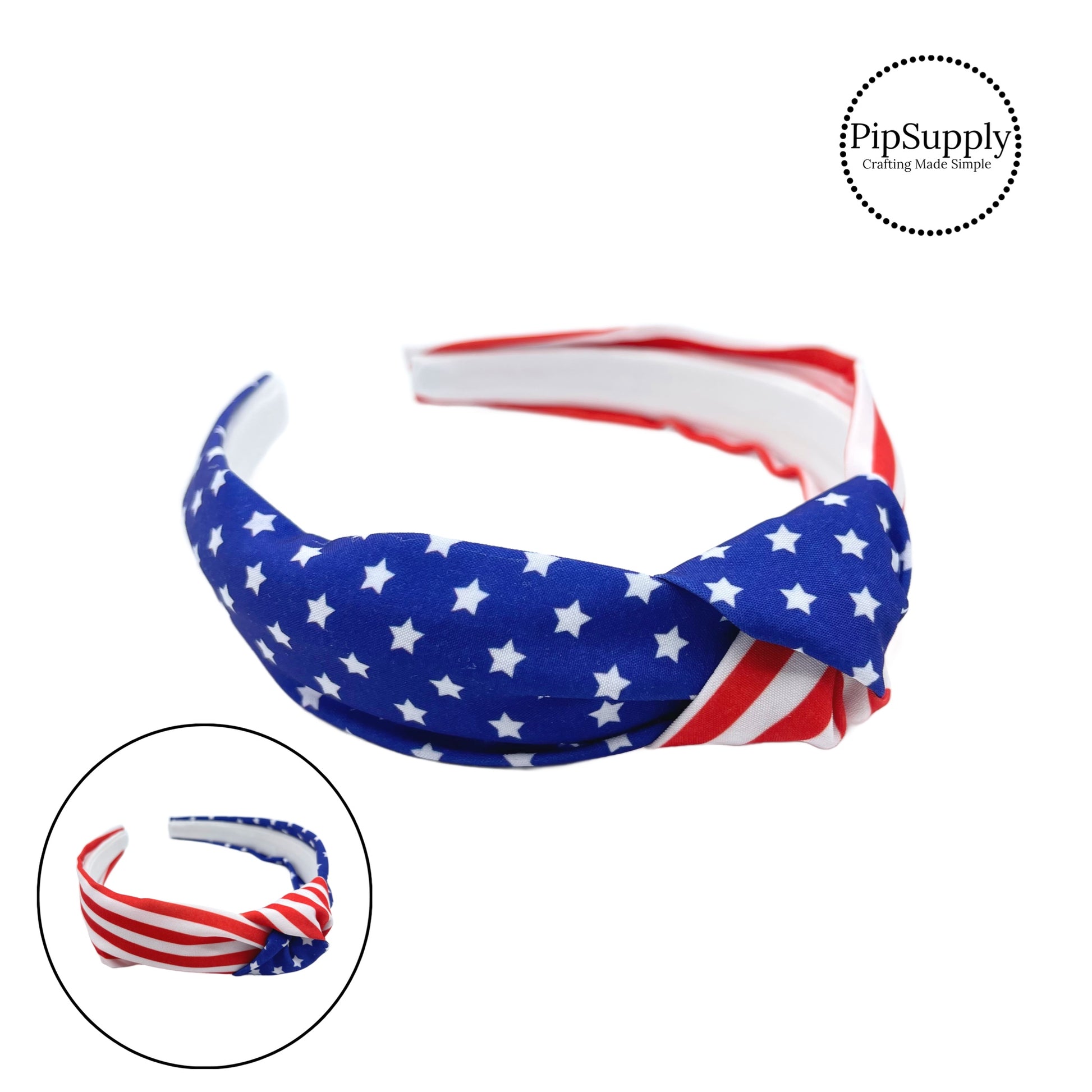 red white and blue american flag knotted headband