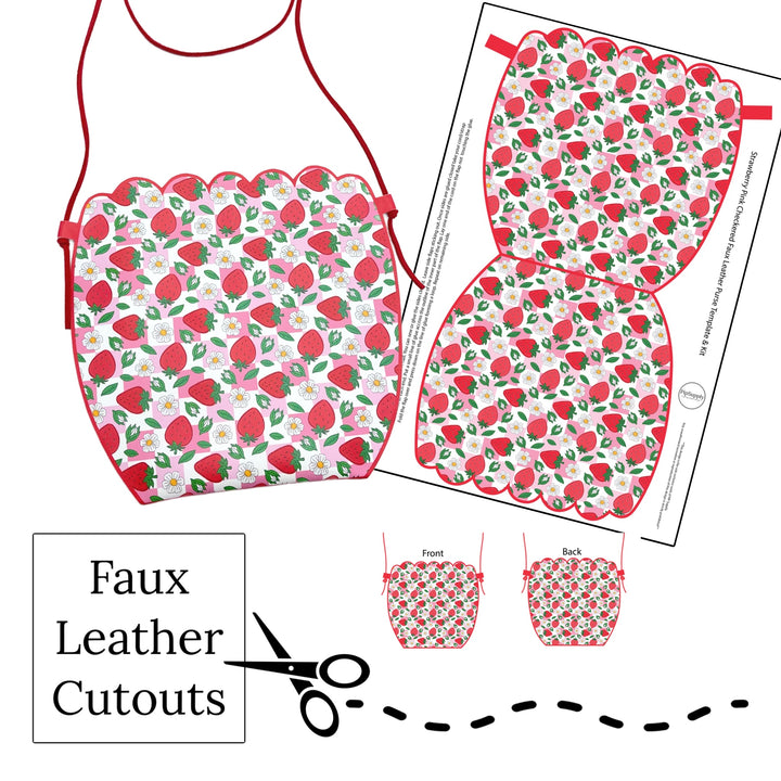 Strawberry Pink Checkered Faux Leather Purse Template & DIY Kit