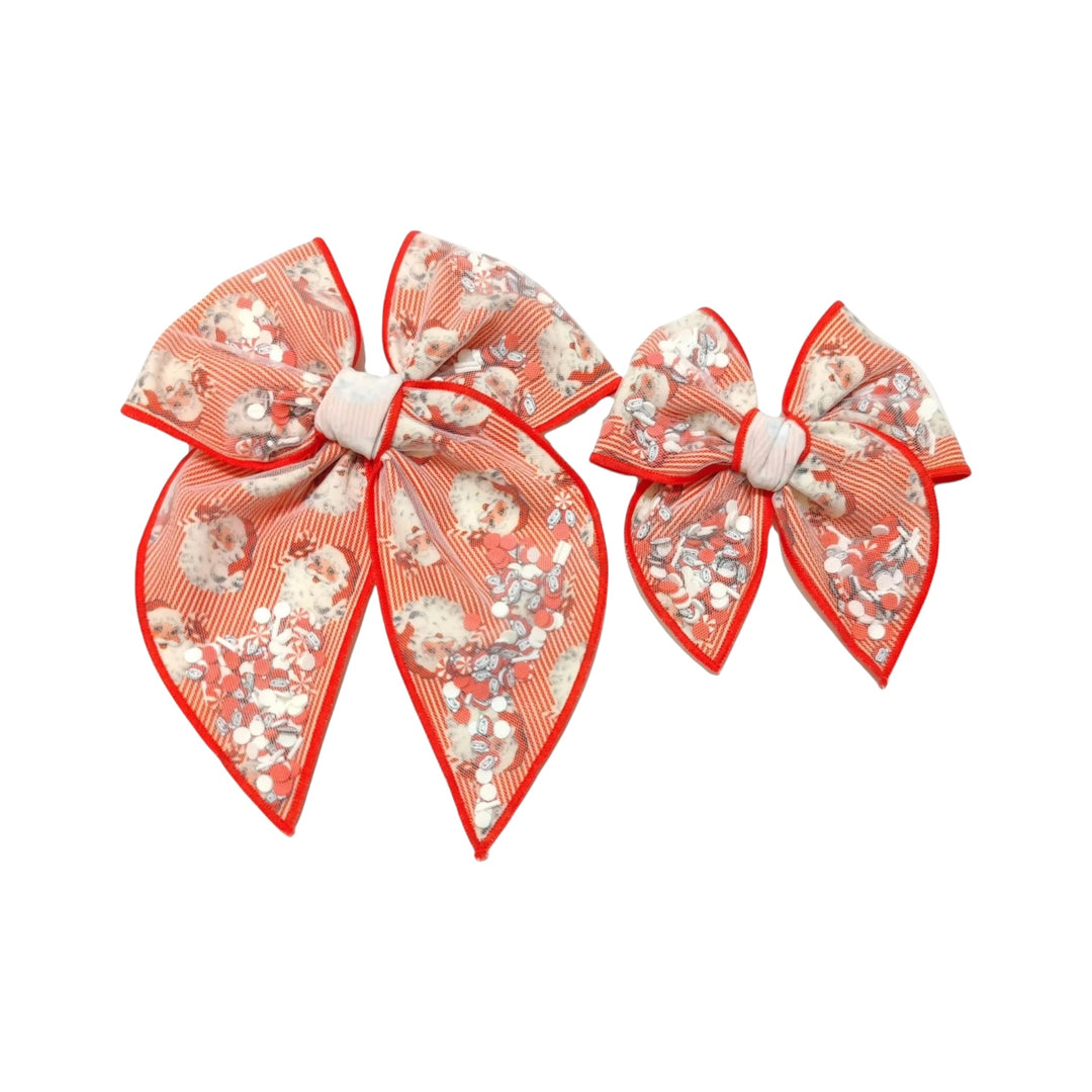 Striped Santa SAILOR Shaker Hair Bow w/ Clip