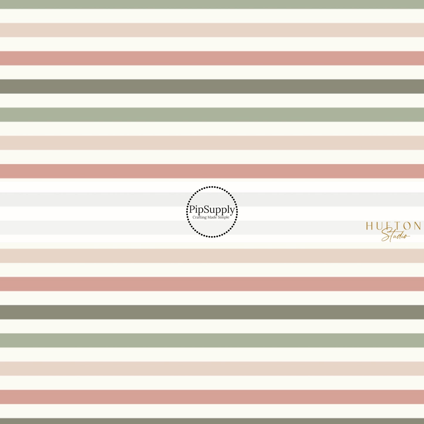 Muted Peach, Olive Green, and Tan Stripes on Fabric by the Yard.