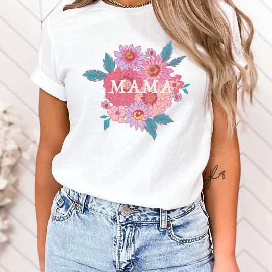 mama mother's day floral iron on dtf transfer